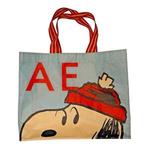 American Eagle AE x Peanuts Snoopy Reusable Tote Bag Winter 2024 Large 19"x16"